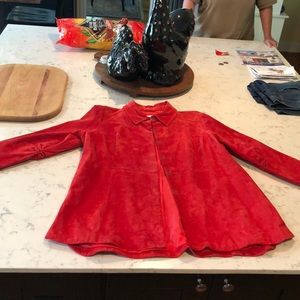 Red Suede Coat, 100% Leather